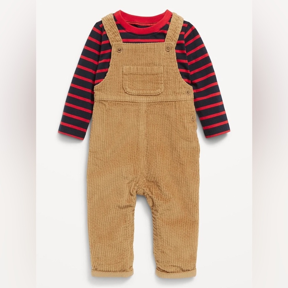 Old Navy Long Sleeve T-Shirt and Corduroy Overalls Set for Baby